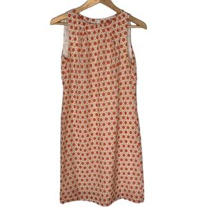 Brooks Brothers Shift Dress Silk Cotton Blend Lined Cream/Orange Size 2
